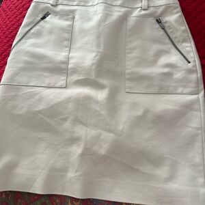 Ann Taylor Cream Pencil Skirt with Zipper Details
